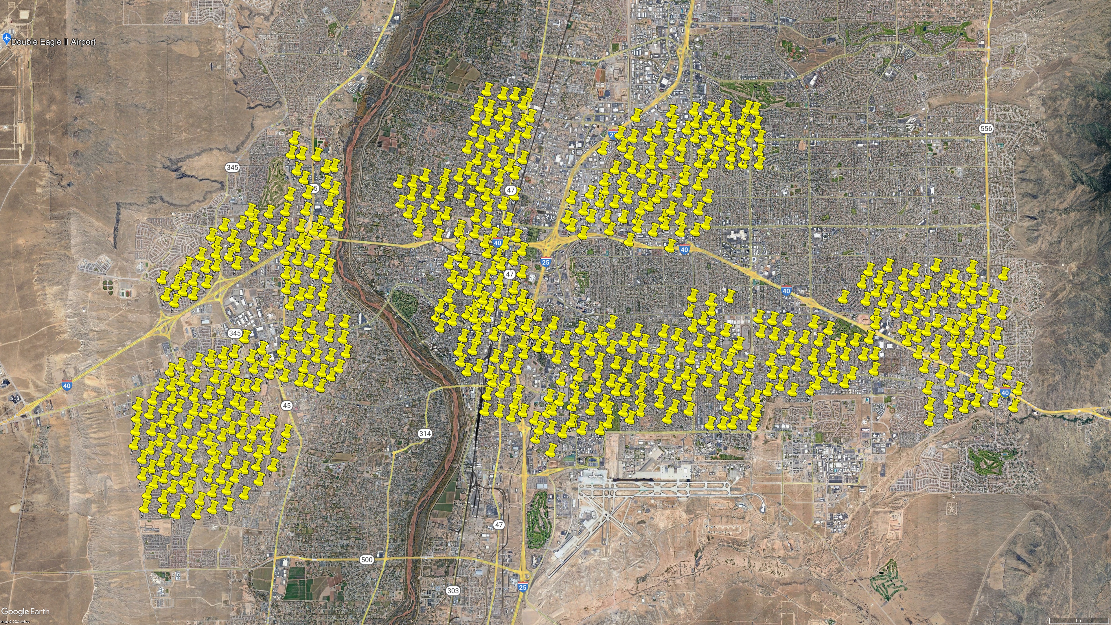 Map of ShotSpotter sensors in Albuquerque